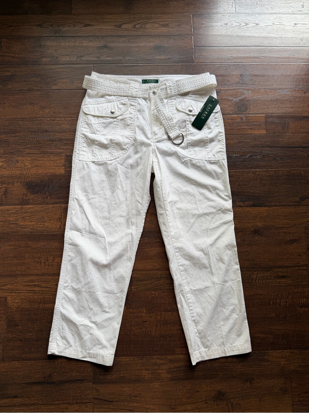 NWT Lauren Ralph Lauren White Cargo Seasonal Classic Pants Size 8